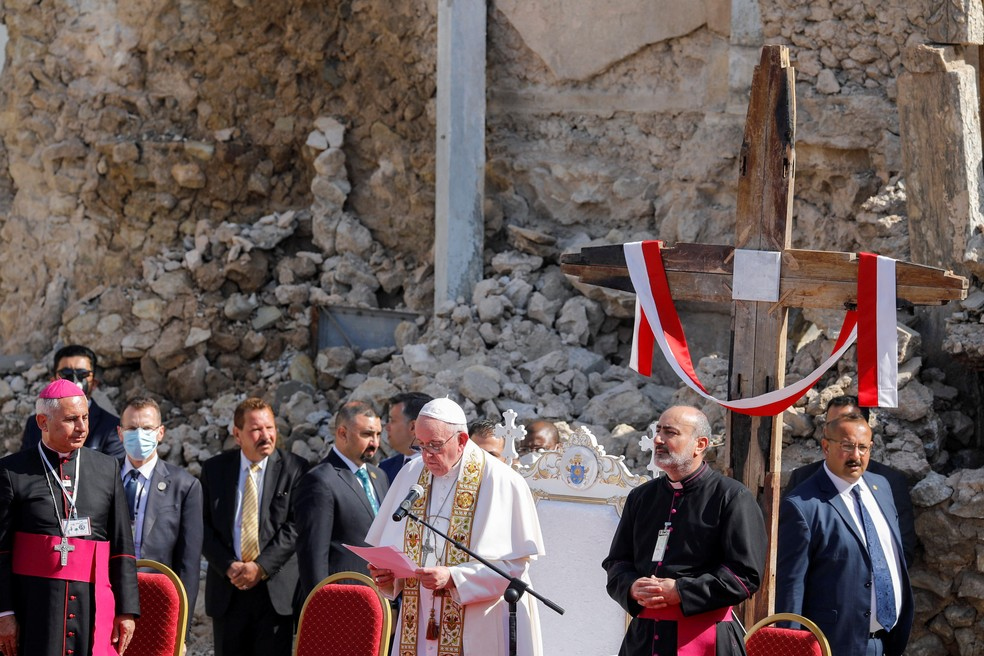 Papa Francisco em Mossul no Iraque em 7 de maro de 2021 Foto Khalid al-MousilyReuters