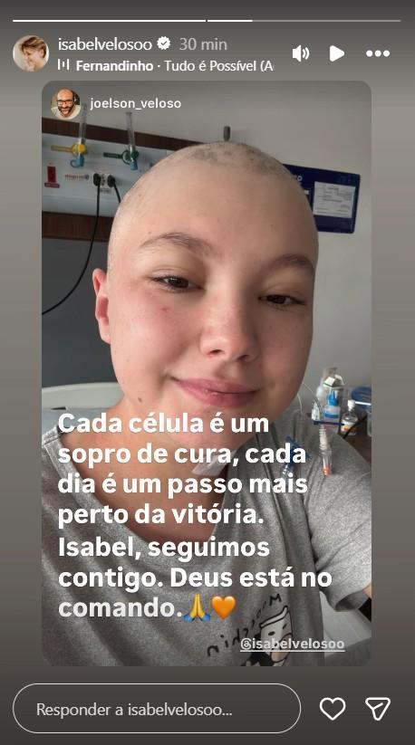 Pai de Isabel Veloso fala sobre o tratamento da influencer - ReproduoInstagram joelson_veloso