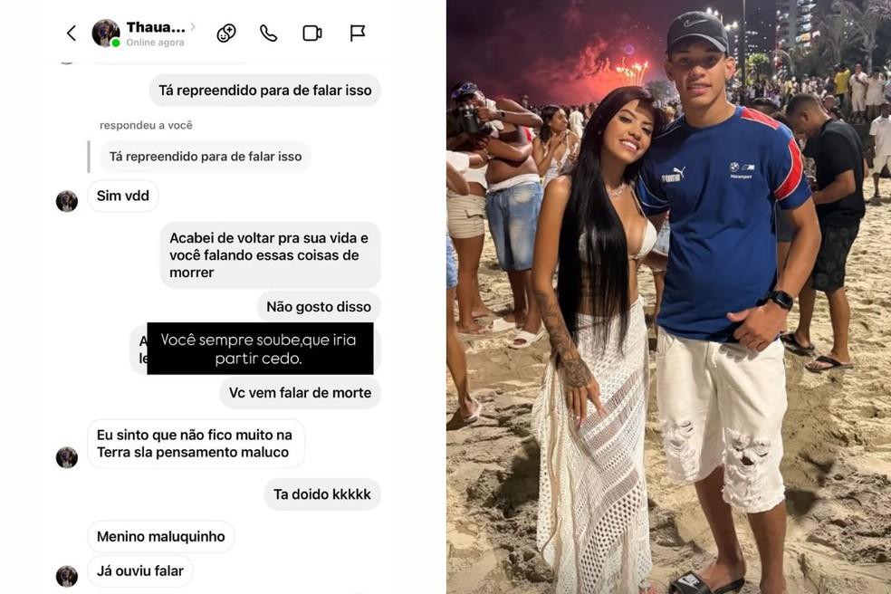 Nicole Gomes lamentou morte do namorado e publicou conversa que teve sobre o assunto com o jovem antes do afogamento Foto Redes sociais