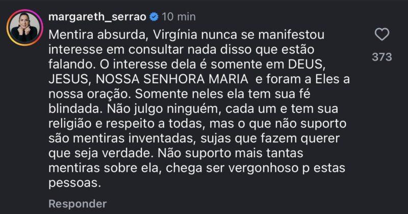Image: https://thefolha.news/wp-content/uploads/2026/02/postiimg-6998c0e72c6a83075.jpg Margareth Serro me de Virginia Fonseca se pronuncia sobre boatos envolvendo a religio da influenciadora
