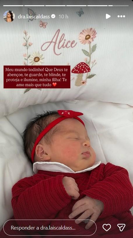 Alice filha de Las Caldas e Gustavo Marsengo - Foto Reproduo Instagram dralaiscaldas