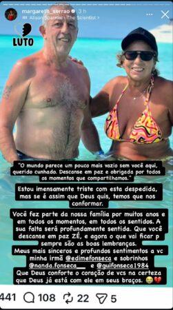 Margareth Serro me de Virginia Fonseca lamenta morte de cunhado